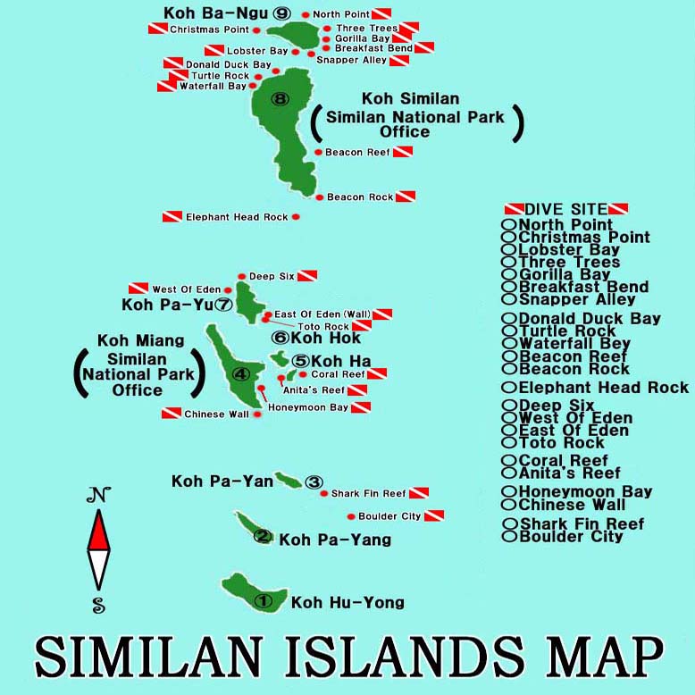 Similan national park map-dive cruise phuket